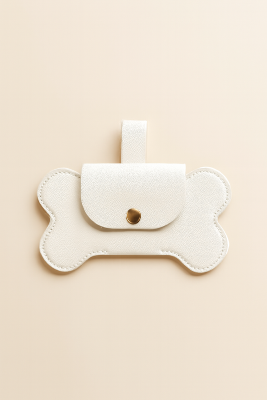 Witte poepzakhouder in botvorm voor honden